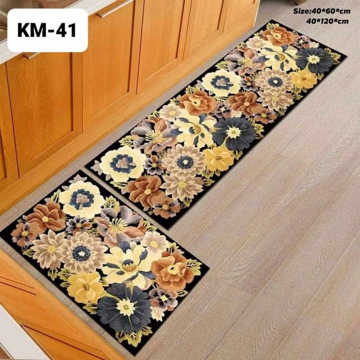 Anti-slip 3D Printed Geometric Kitchen Mat Set