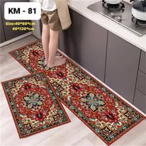 Anti-slip 3D Printed Geometric Kitchen Mat Set