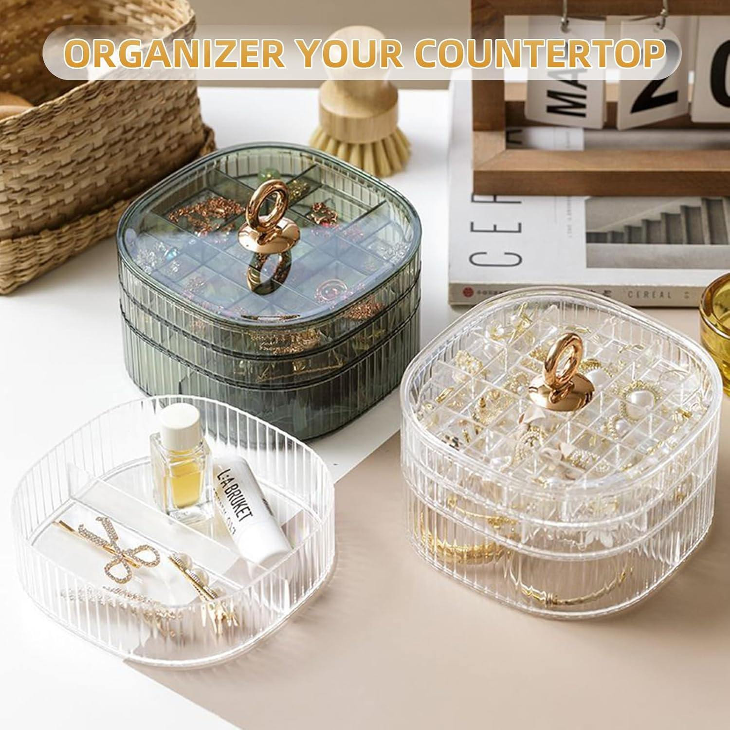 3-Layer Acrylic Jewelry Organizer with Handle