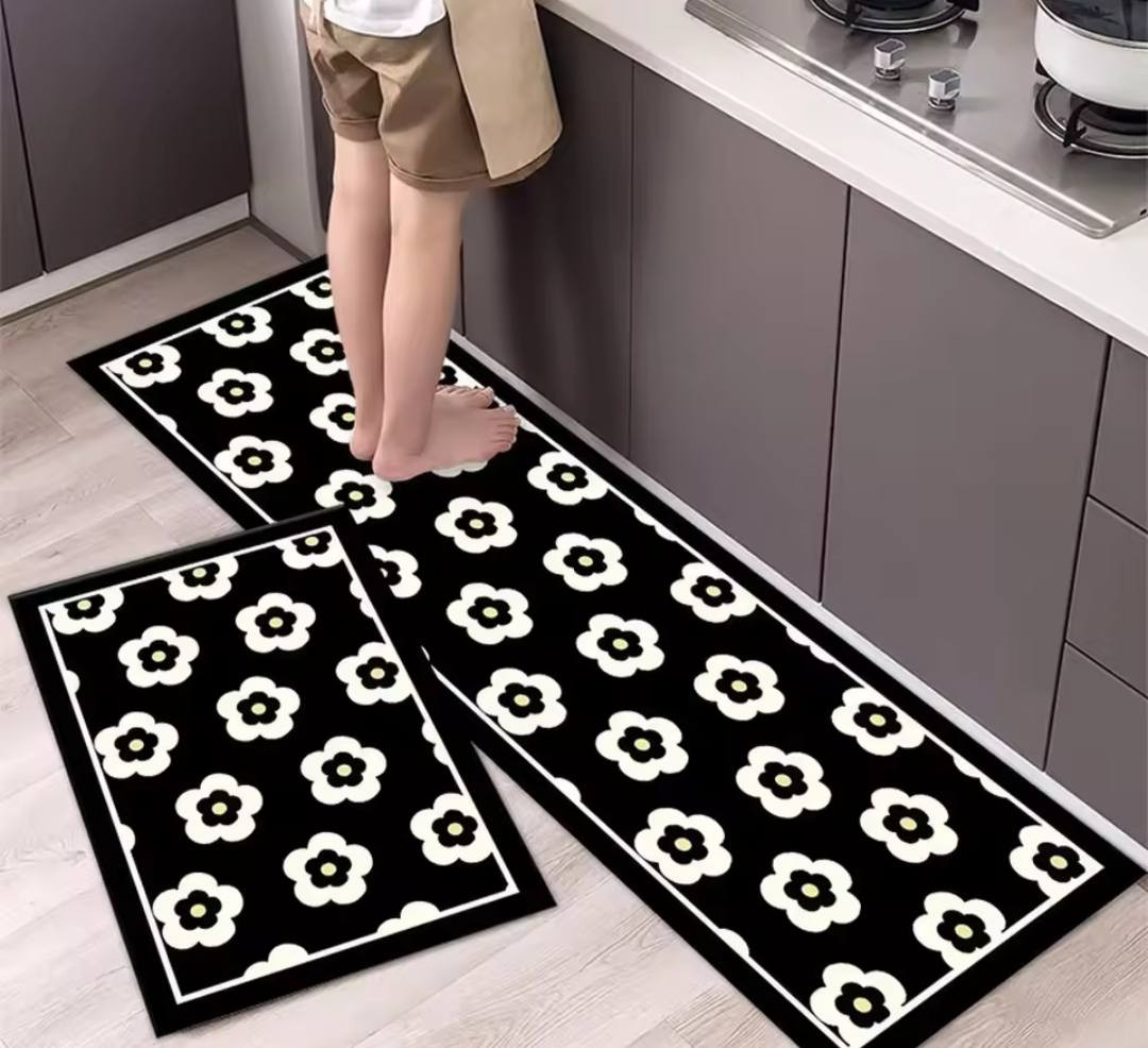 Anti-slip 3D Printed Geometric Kitchen Mat Set