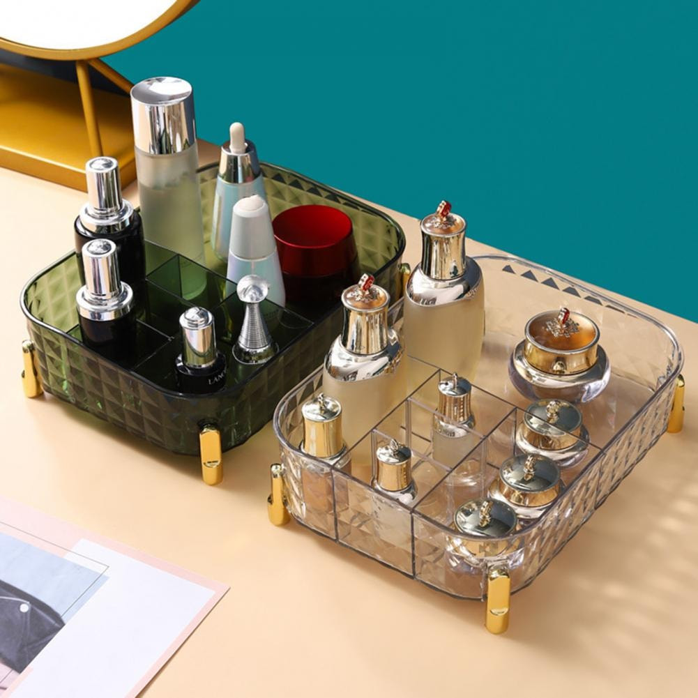 Large Capacity Multi Grids Transparent Storage Box Multi-functional Skin Care Product