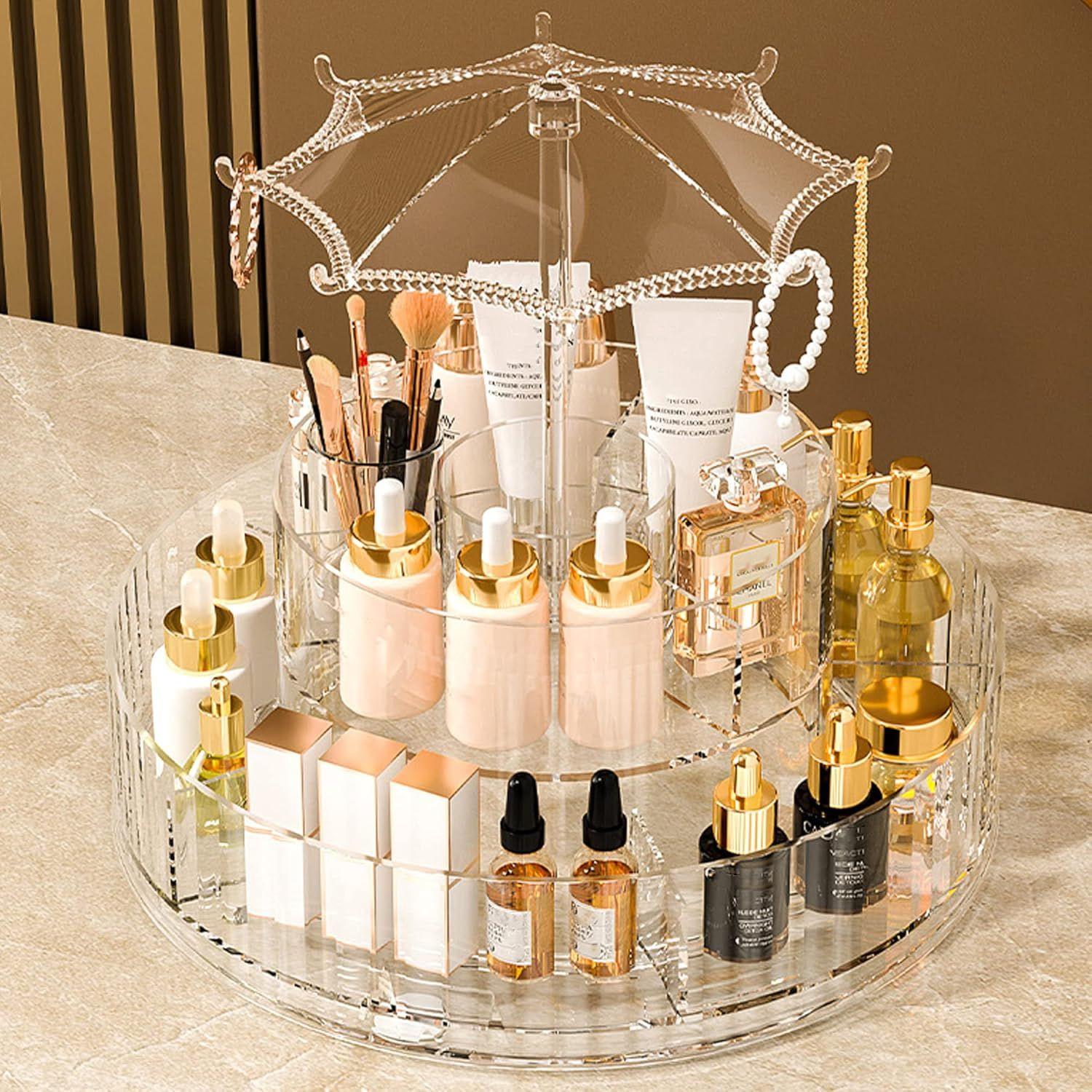 Makeup Organizer 360° Rotating Transparent Storage Box