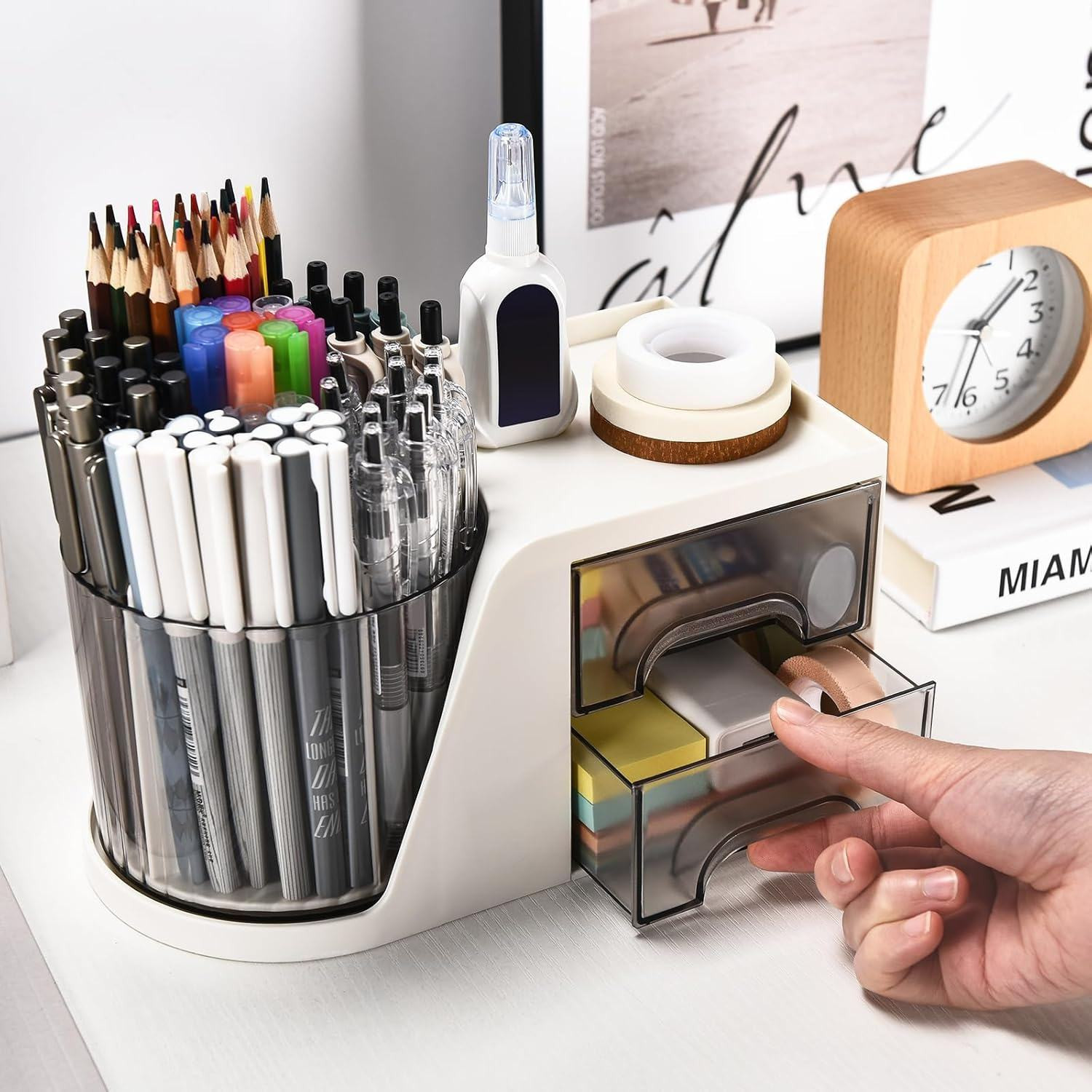 Cosmetic Storage Box with 360 Rotating Makeup Organizer