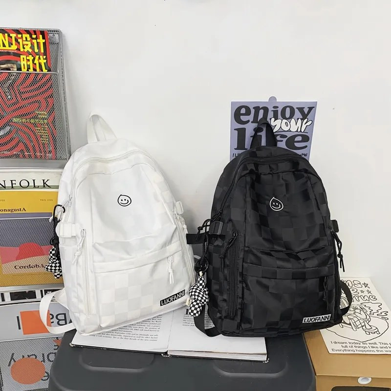 Girls Plaid Leisure School Backpack