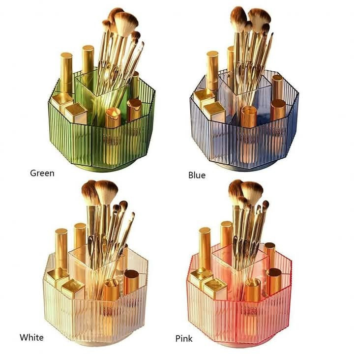 360° Rotating Acrylic Cosmetic Brushes Organizer